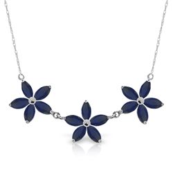 14K WG 5.00ct MARQUIS SAPPHIRE FLOWER NECKLACE