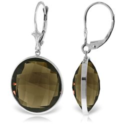 14K White Gold 34.0ct Smoky Quartz Leverback EARRING