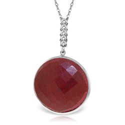 14K White Gold 23.0ct Ruby & .08ct Diamond Necklace