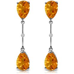 14K White Gold 6.0ct Citrine & Diamond Earring