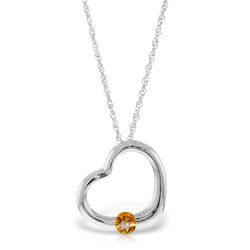 14K White Gold .25ct Round Citrine Heart Necklace