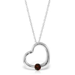 14K White Gold .25ct Round Garnet Heart Necklace