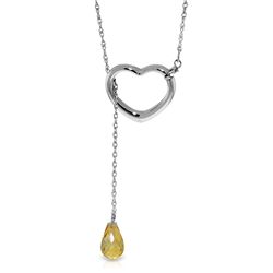 14K White Gold 2.25ct Drop Citrine Heart Necklace
