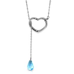 14K White Gold 2.25ct Drop Blue Topaz Heart Necklace