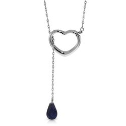 14K White Gold 3.30ct Drop Sapphire Heart Necklace
