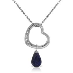 14K White Gold 3.3ct Sapphire & Diamond Heart Necklace