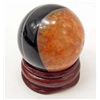 Image 1 : BEAUTIFUL ORANGE DRUZY AGATE SPHERE W/ STAND - APPROX. 30MM