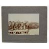 Image 1 : RARE ANTIQUE MOUNTED PHOTO OF BRIDGE BUILDERS POSING ON A PARTIALLY BUILT BRIDGE