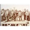 Image 2 : RARE ANTIQUE MOUNTED PHOTO OF BRIDGE BUILDERS POSING ON A PARTIALLY BUILT BRIDGE