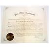 Image 1 : 1885 U.S. POST OFFICE DEPARTMENT CERTIFICATE NAMING ALTON IOWA POSTMASTER