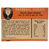 Image 2 : 1961 FLEER MILLER HUGGINS #46 BASEBALL CARD