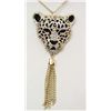 Image 1 : 7320 - LEOPARD HEAD RHINESTONE PENDANT W/ CHAIN