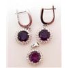 Image 1 : 6947 - STERLING SILVER AMETHYST, TOPAZ EARRINGS AND PENDANT SET
