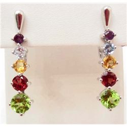 6923 - PAIR OF STERLING SILVER AMETHYST, CITRINE, PERIDOT, TOPAZ EARRINGS