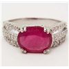 Image 1 : 7611 - WHITE GOLD PLATE OVER SILVER RUBY AND TOPAZ RING - SIZE 8