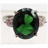 Image 1 : 5824- WHITE  GOLD PLATED EMERALD & TOPAZ RING SIZE 7