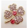 Image 1 : 7137 - PINK FOUR LEAF CLOVER RHINESTONE BROOCH