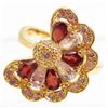 Image 1 : 5845 - GOLD OVER  STERLING SILVER RED RHODOLITE GARNET RING SIZE 8