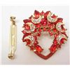 Image 1 : 7177 - 18K GOLD PLATED RED RHINESTONE MOON BROOCH