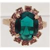 Image 1 : 18K GOLD PLATED GREEN AUSTRIAN CRYSTAL RING - SZ. 7