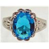 Image 1 : WHITE GOLD PLATED AQUAMARINE RING