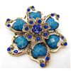 Image 1 : FLOWER BROOCH W/ HEARTS & RHINESTONES