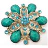 Image 1 : FLOWER BROOCH W/ RHINESTONES