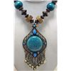 Image 1 : BOHEMIAN METAL & TURQUOISE COLOR NECKLACE
