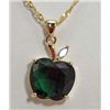 Image 1 : GOLD PLATED EMERALD APPLE PENDANT W/ CHAIN