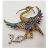 Image 1 : CRANE BIRD RHINESTONE & ENAMEL BROOCH / PIN