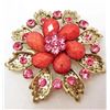 Image 1 : FLOWER BROOCH W/ RHINESTONES