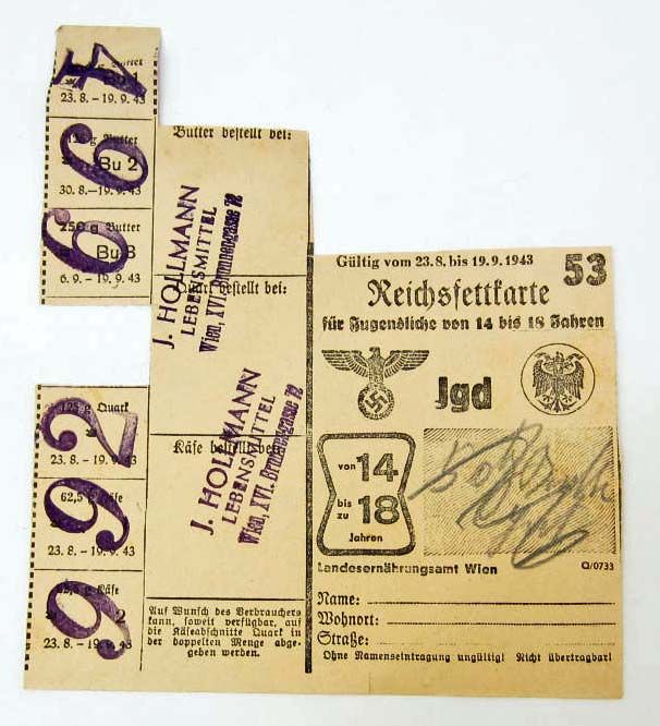 1943 GERMAN NAZI WAR RATION STAMP BOOK - BUTTER