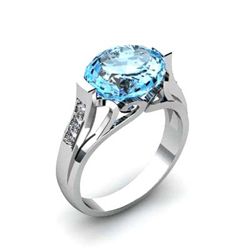 Genuine 4.59 ctw Aqua Marine Ring 18k W/Y Gold