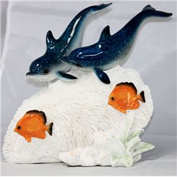 COLLECTORS EDITION DOLPHIN AND FISH STATUE