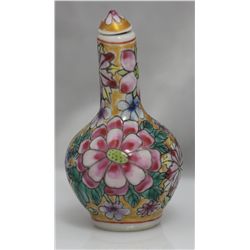 ANTIQUE FENG SHUI COLOR ENANEL PORCELAIN SNUFF BOTTLE