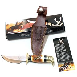 COLLECTORS EDITION 8" EAGLE HEAD BONE HANDLE SKINNER KN