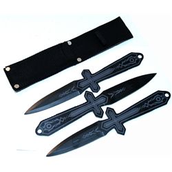 COLLECTORS EDITIOIN BLACK/GRAY THROWING KNIVES SET OF 3