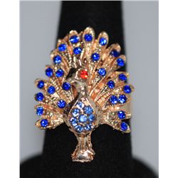 FASHION JEWELRY MULTI-COLORED CZ PEACOCK SHAPED BRASS R