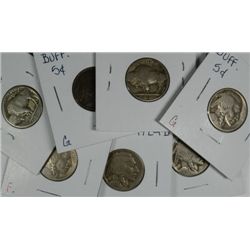11 BUFFALO NICKELS (20-S,21,23,23-S,24,24-D,24-S,25-D,26-D,31-S,38-D) AG-VF