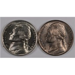 2 JEFFERSON NICKELS (1942 PROOF & 1950-D MS63)