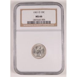 1901-O BARBER DIME NGC MS66