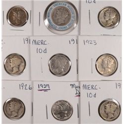9 MERCURY DIMES (16,16-S,17,20-D,23,26-S,27,31-D,45) AG-XF