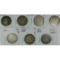 7 SEATED QUARTERS (53,54,56,57,58,59,61) GOOD-FINE