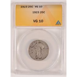 1923 STANDING LIBERTY QUARTER ANACS VG 10