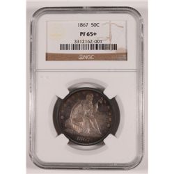 1867 SEATED HALF DOLLAR NGC PF 65+