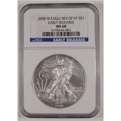 2008-W (REV OF 07) SILVER AMERICAN EAGLE NGC MS68