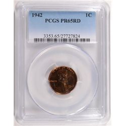 1942 PROOF LINCOLN CENT PCGS PR65 RD