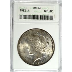 1922 PEACE DOLLAR ANACS MS65