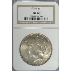 1925-S PEACE DOLLAR NGC MS62