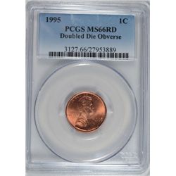 1995 DDO LINCOLN CENT PCGS MS66 RD